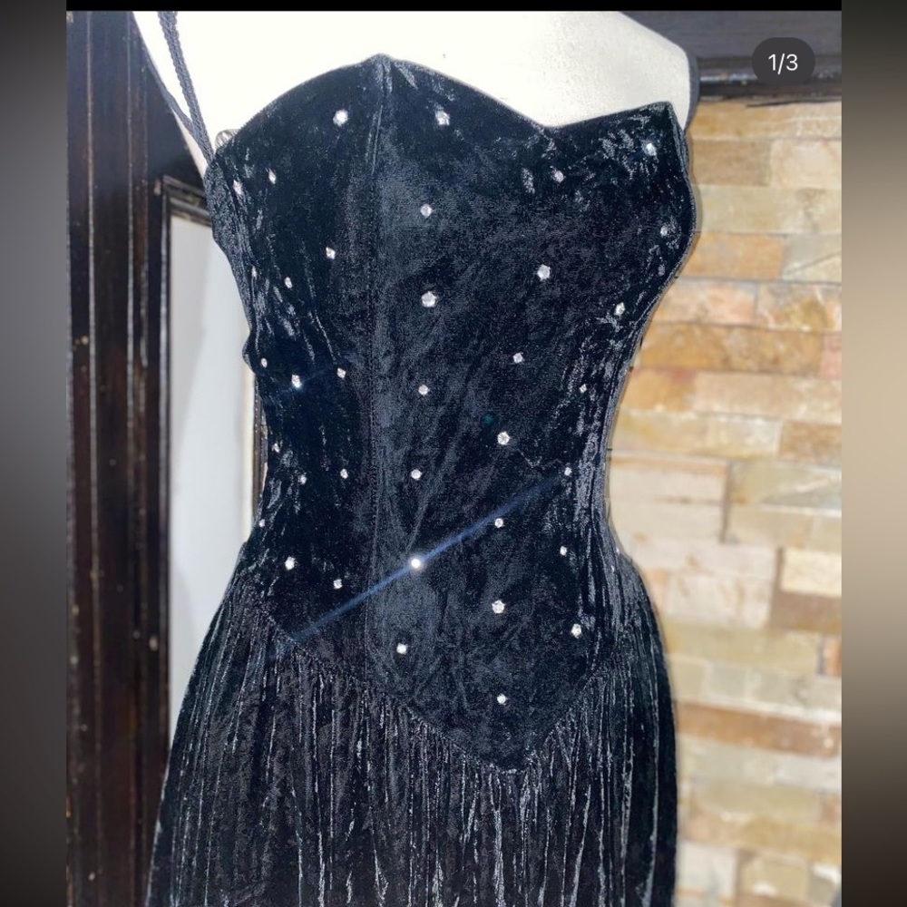 Black velvet dress with rhinestones